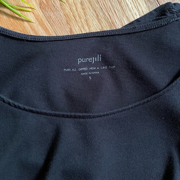 Purejill Dipped Hem Blk A-Line Top - Picture 2 of 4